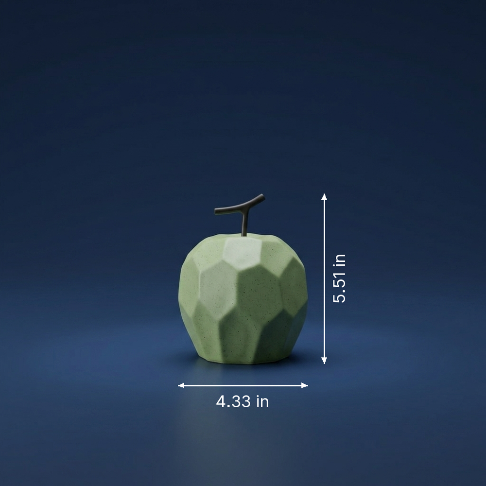 Pomum - Faceted Porcelain Apple Sculpture - Modernist Sculpture dimension drawing