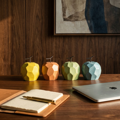 Pomum - Faceted Porcelain Apple Sculpture - Modernist Sculpture