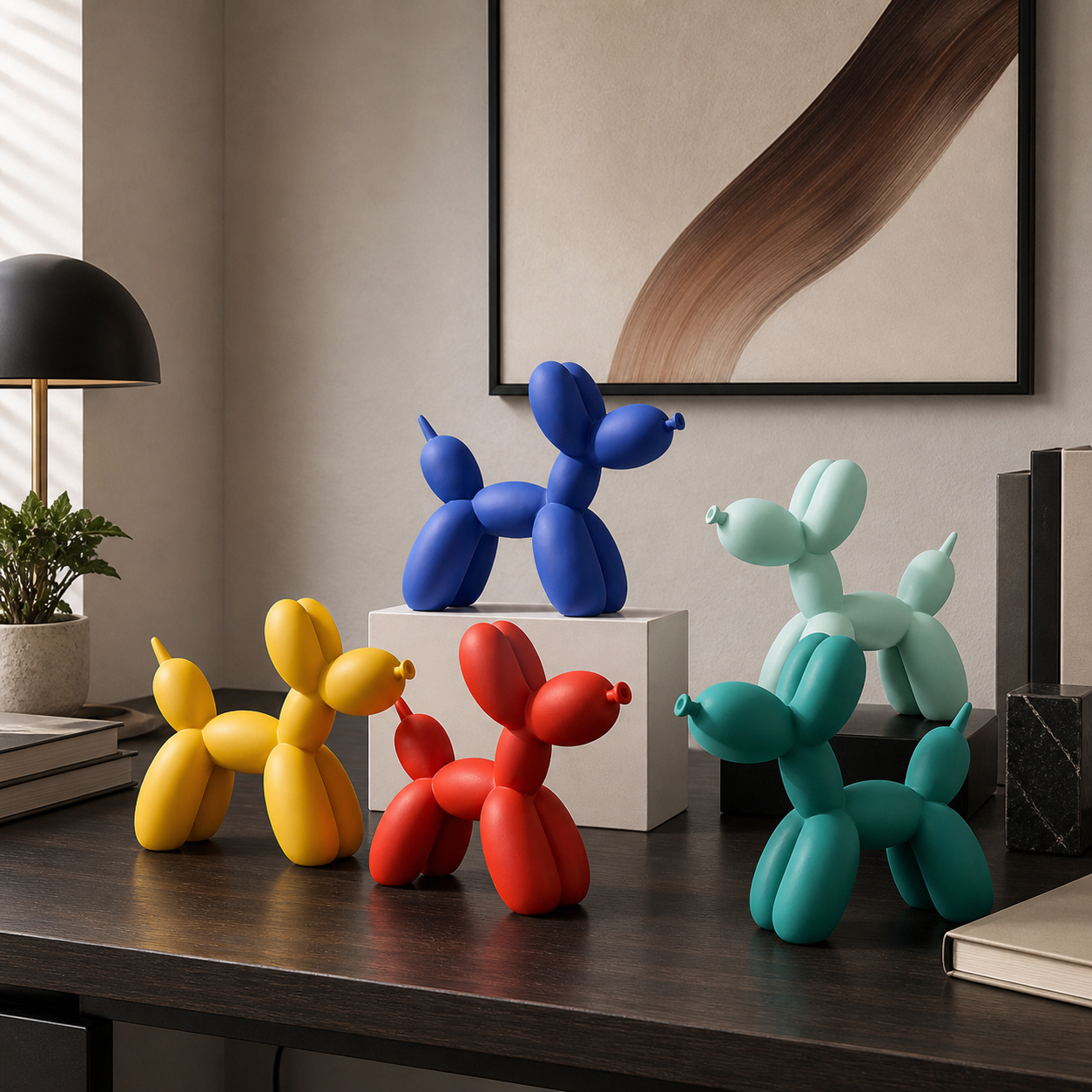 Pop-Art Balloon Dog Sculpture - Colorful Resin Sculpture