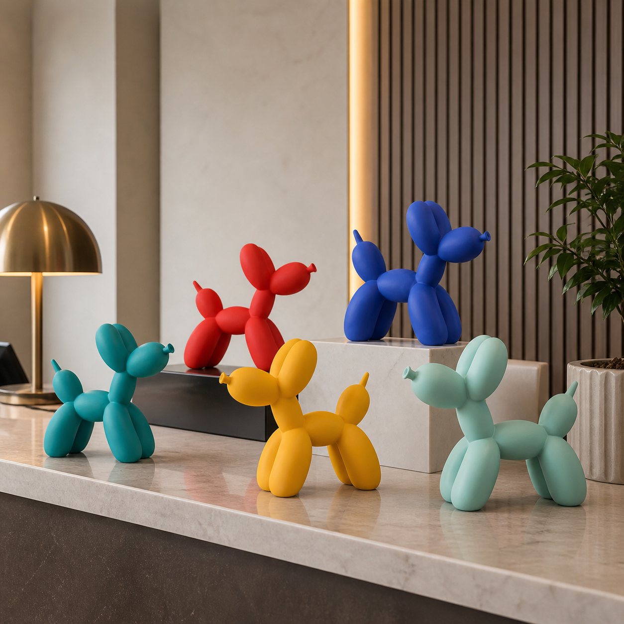 Pop-Art Balloon Dog Sculpture - Colorful Resin Sculpture