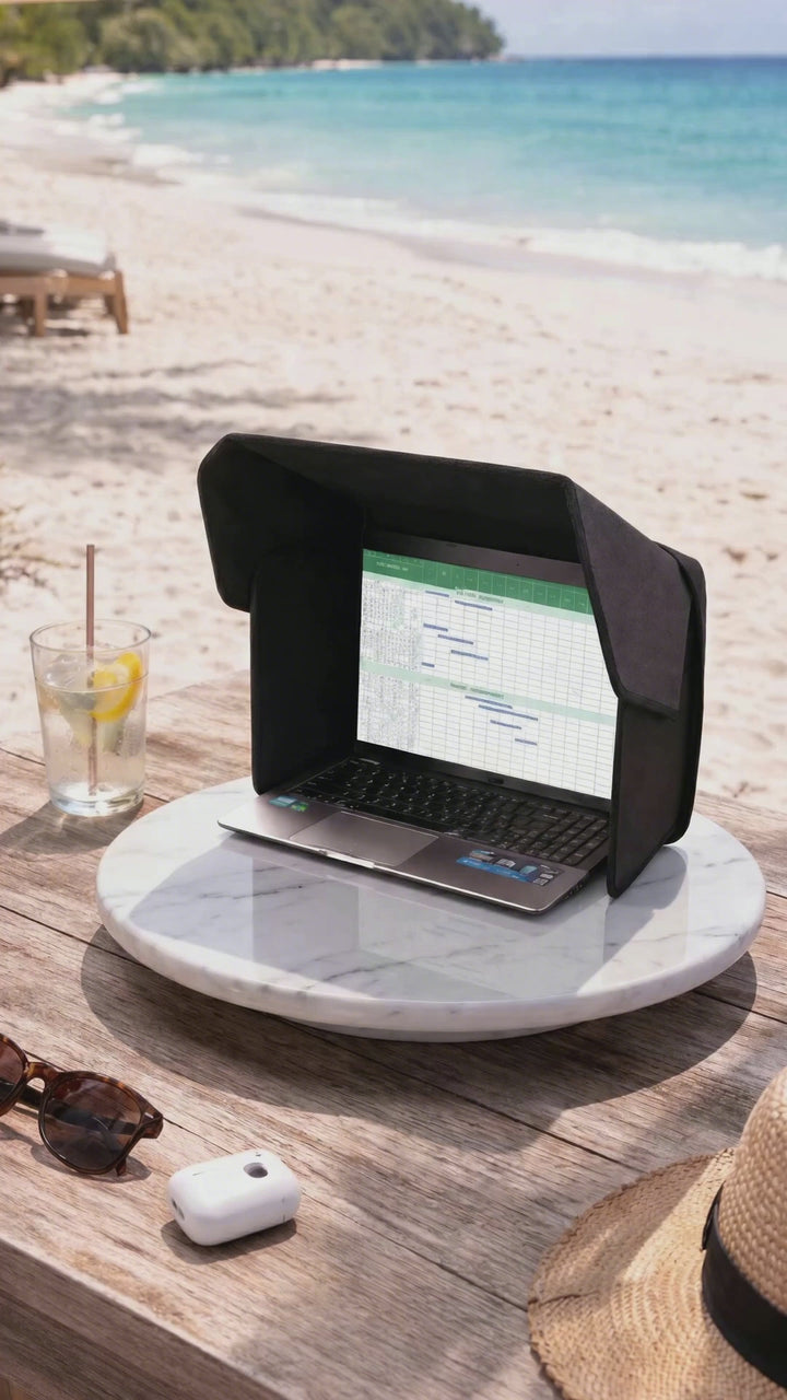 Foldable Privacy Laptop Sleeve &amp; Sun Protector - Portable Workstation Case