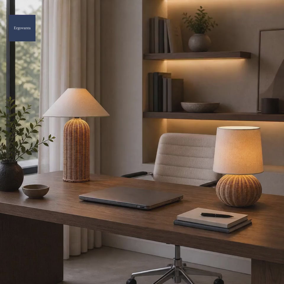 Woven Rattan Table Lamp - Ergovanta product video
