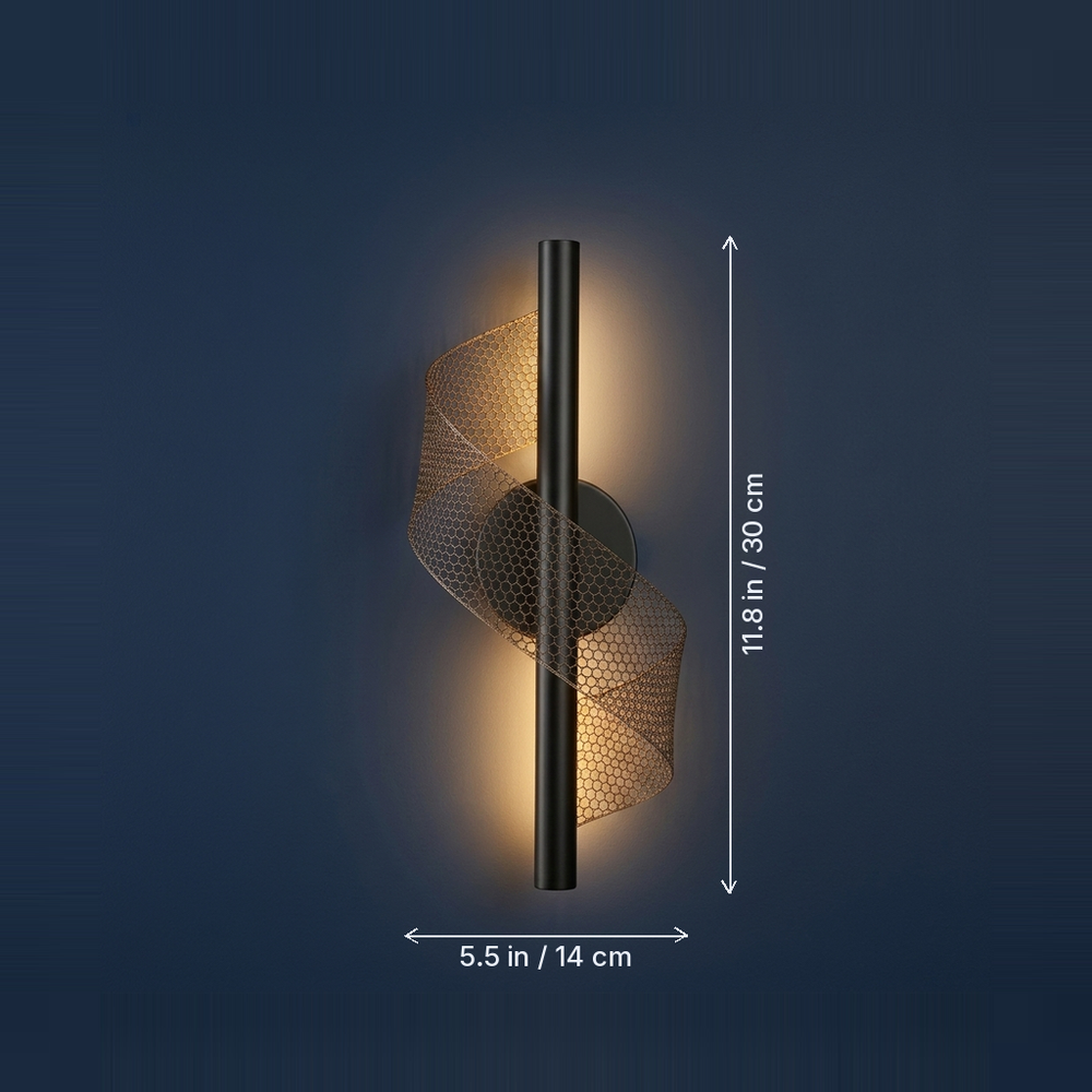 Ribbon - Modern Acrylic Wall Light - Artistic Smart Accent Fixture dimension drawing