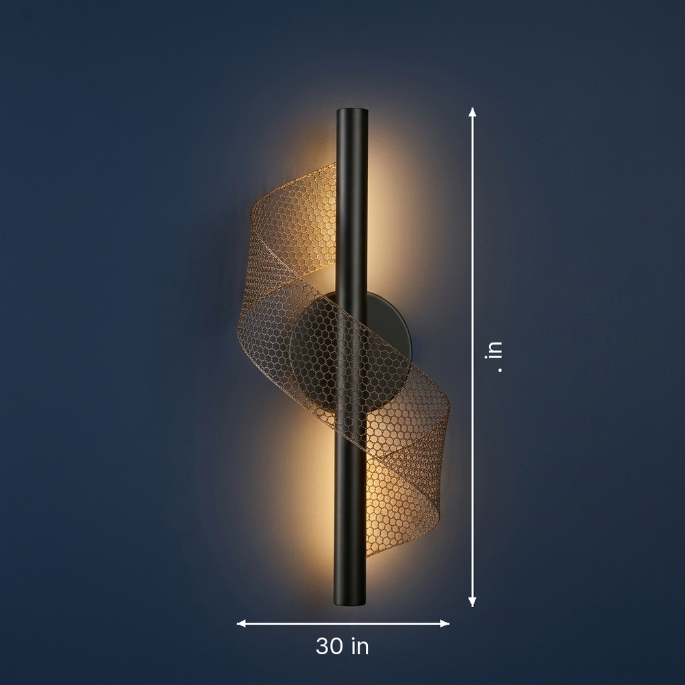 Ribbon - Modern Acrylic Wall Light - Artistic Smart Accent Fixture dimension drawing