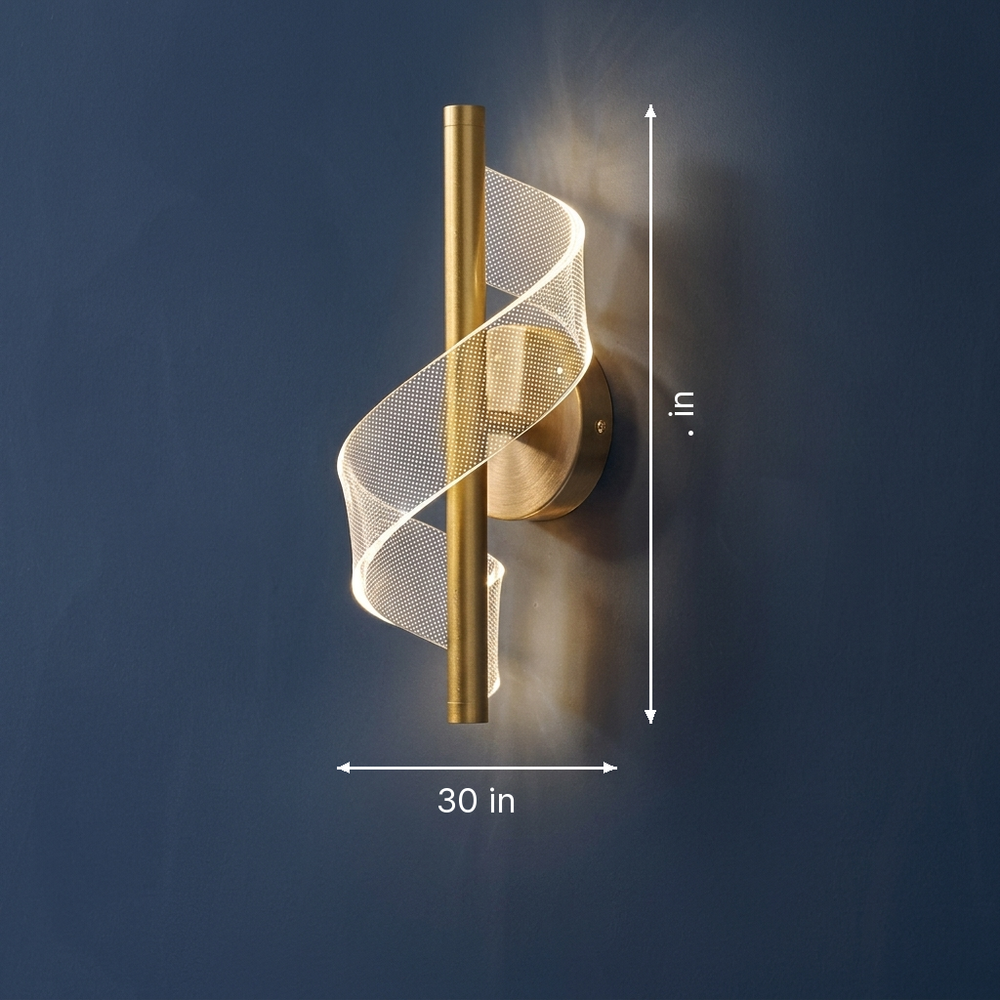Ribbon - Modern Acrylic Wall Light - Artistic Smart Accent Fixture dimension drawing