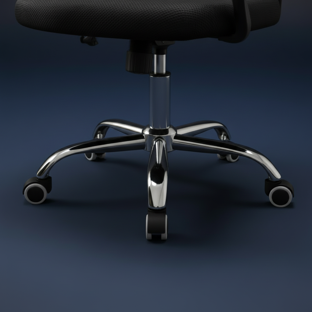Scala - Mesh Task Chair, black chrome base close up detail