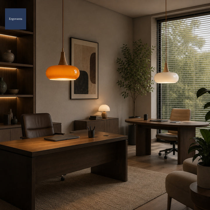 Scandinavian Wood Pendant Light - Minimalist Office Ceiling Fixture