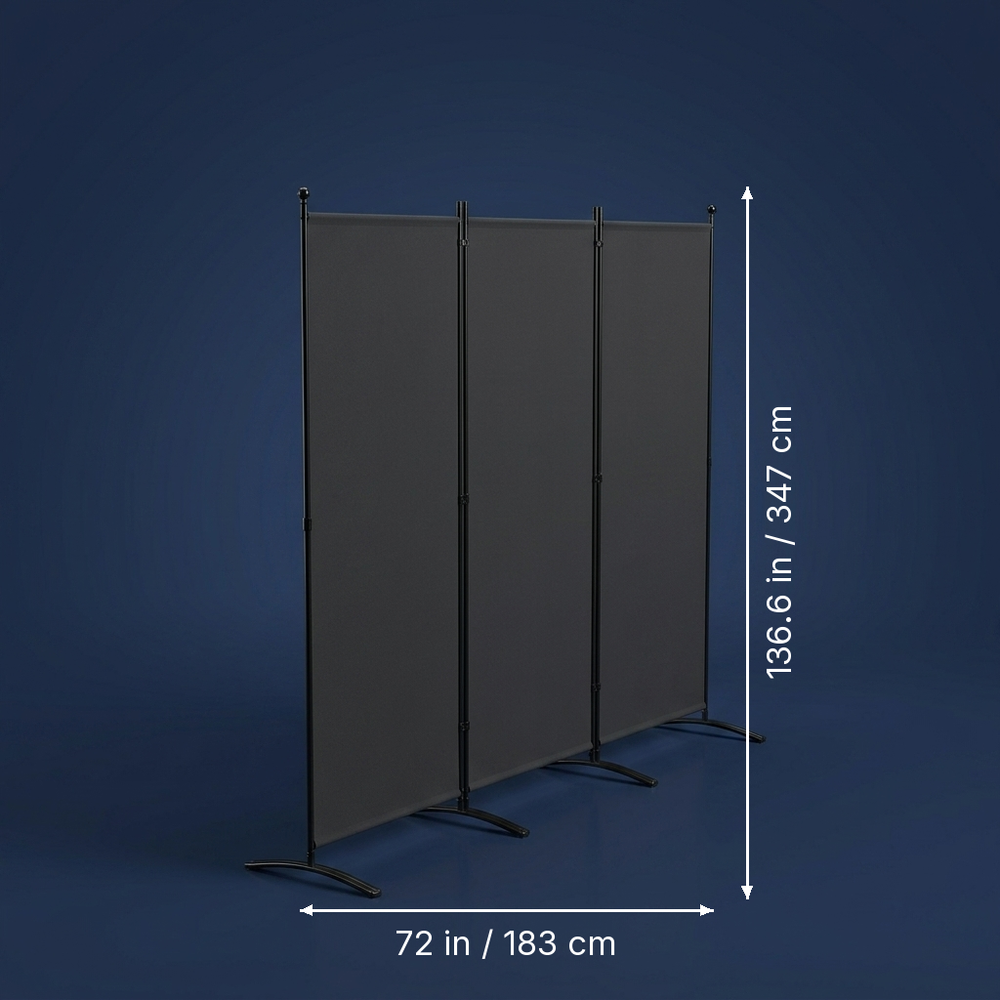 Screen - Foldable Iron Partition - Push-Pull Room Divider dimension drawing