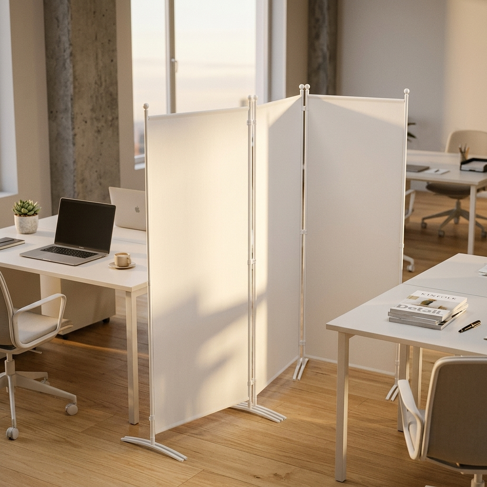 Screen in White, in a workspace