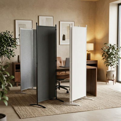 Screen - Foldable Iron Partition - Push-Pull Room Divider