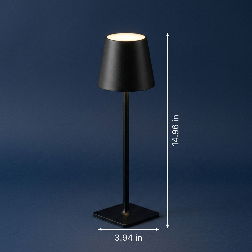 Sentinel - Tall Cordless Touch-Dim Lamp - Aluminum LED with Three-Tone Warmth dimension drawing