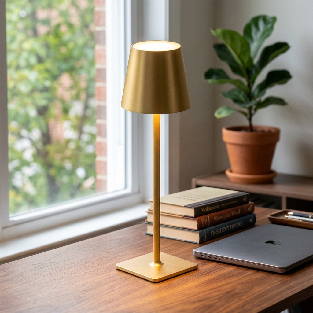 Sentinel Gold in a workspace, light on