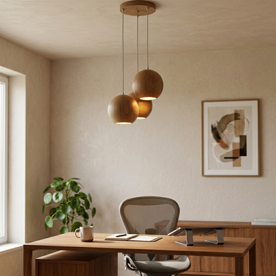 Sphere - Nordic Solid Wood Globe Chandelier - Minimalist Hanging Ceiling Light