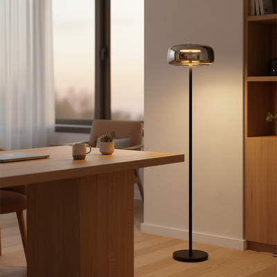 Stelo - Mirror Glass Floor Lamp in black