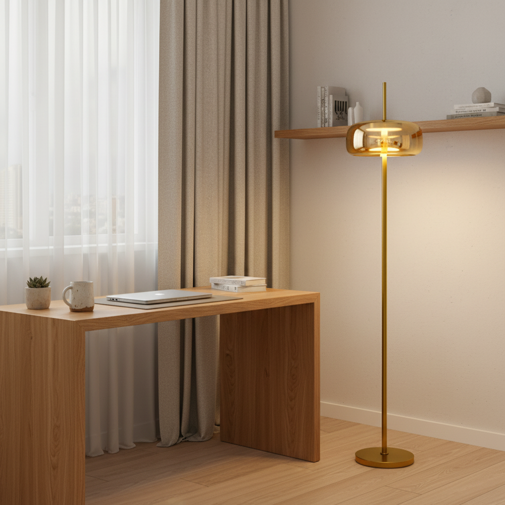 Stelo in Gold, in a workspace