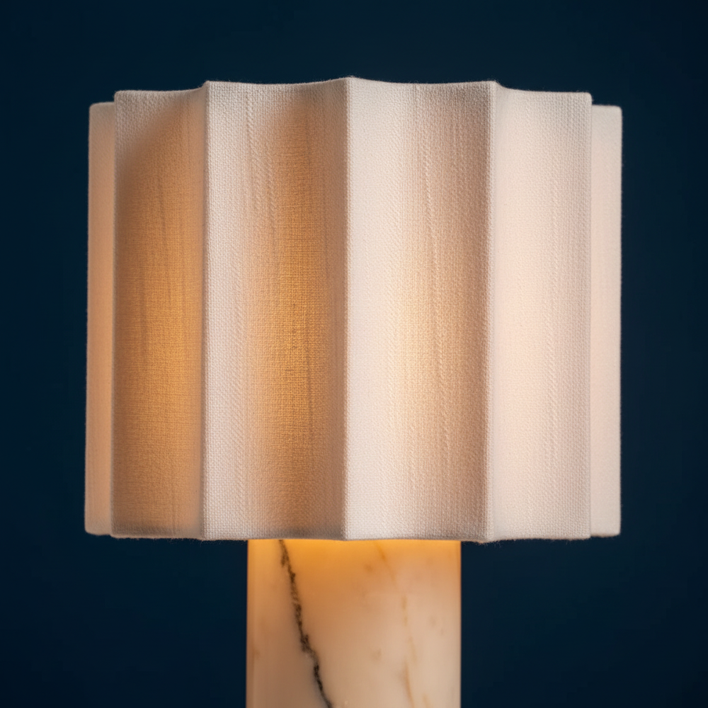 Stria - Rechargeable Marble Table Lamp, skyros close up detail