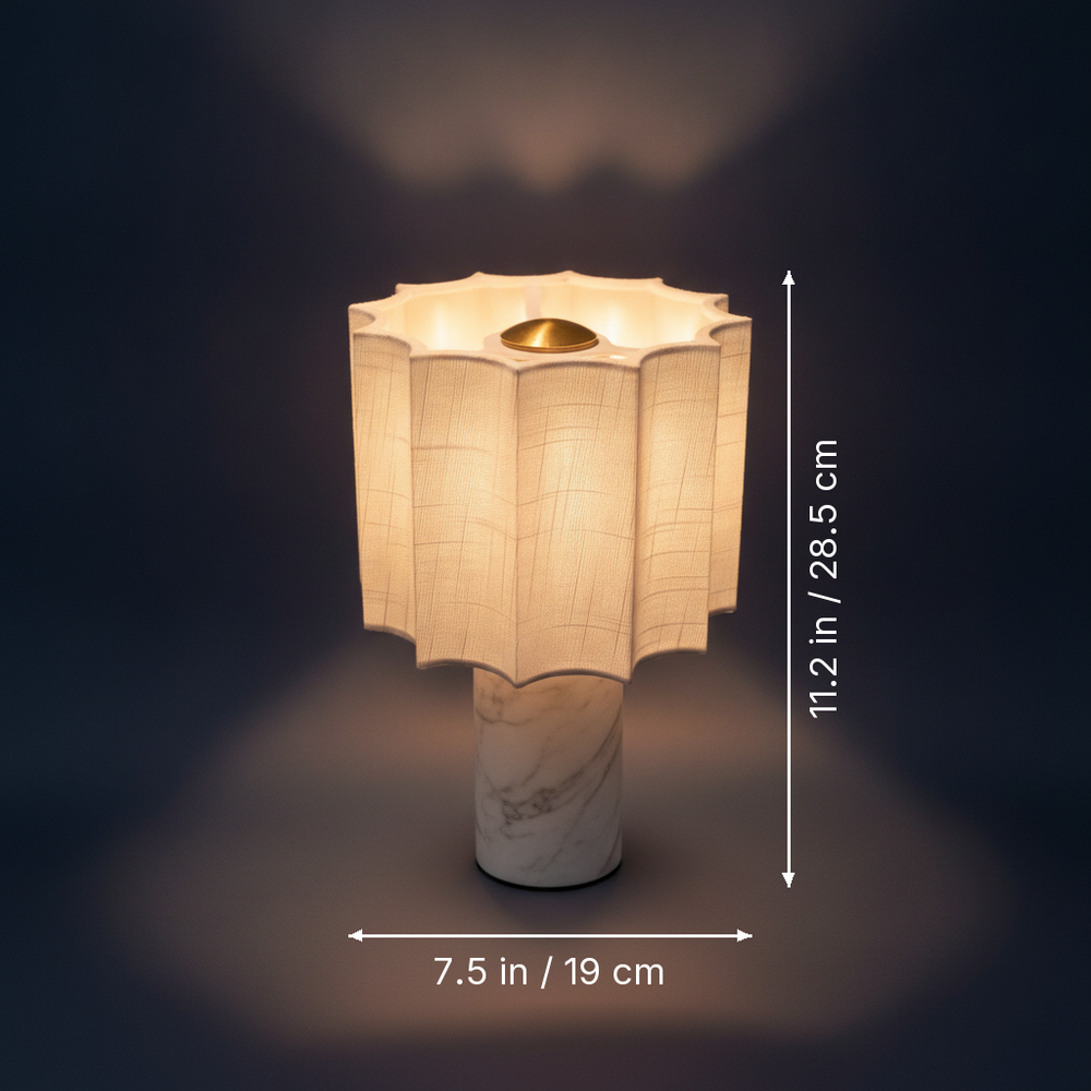 Stria - Rechargeable Marble Table Lamp dimension drawing