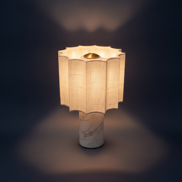 Stria - Rechargeable Marble Table Lamp, jazz white