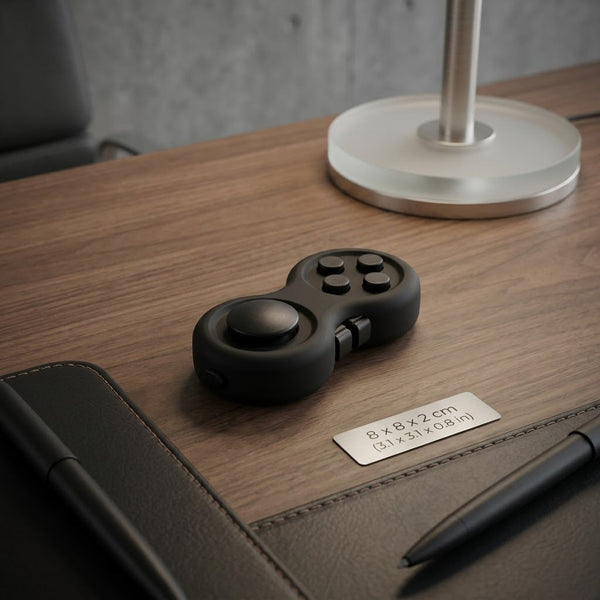 Multifunctional Fidget Stress Relief Pad, black in a workspace