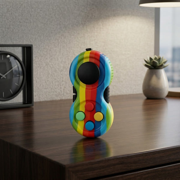 Multifunctional Fidget Stress Relief Pad, rainbow in a workspace