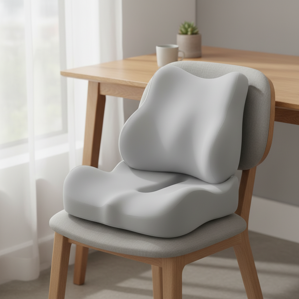 Tandem - Seat & Lumbar Cushion Set, all gray in a workspace