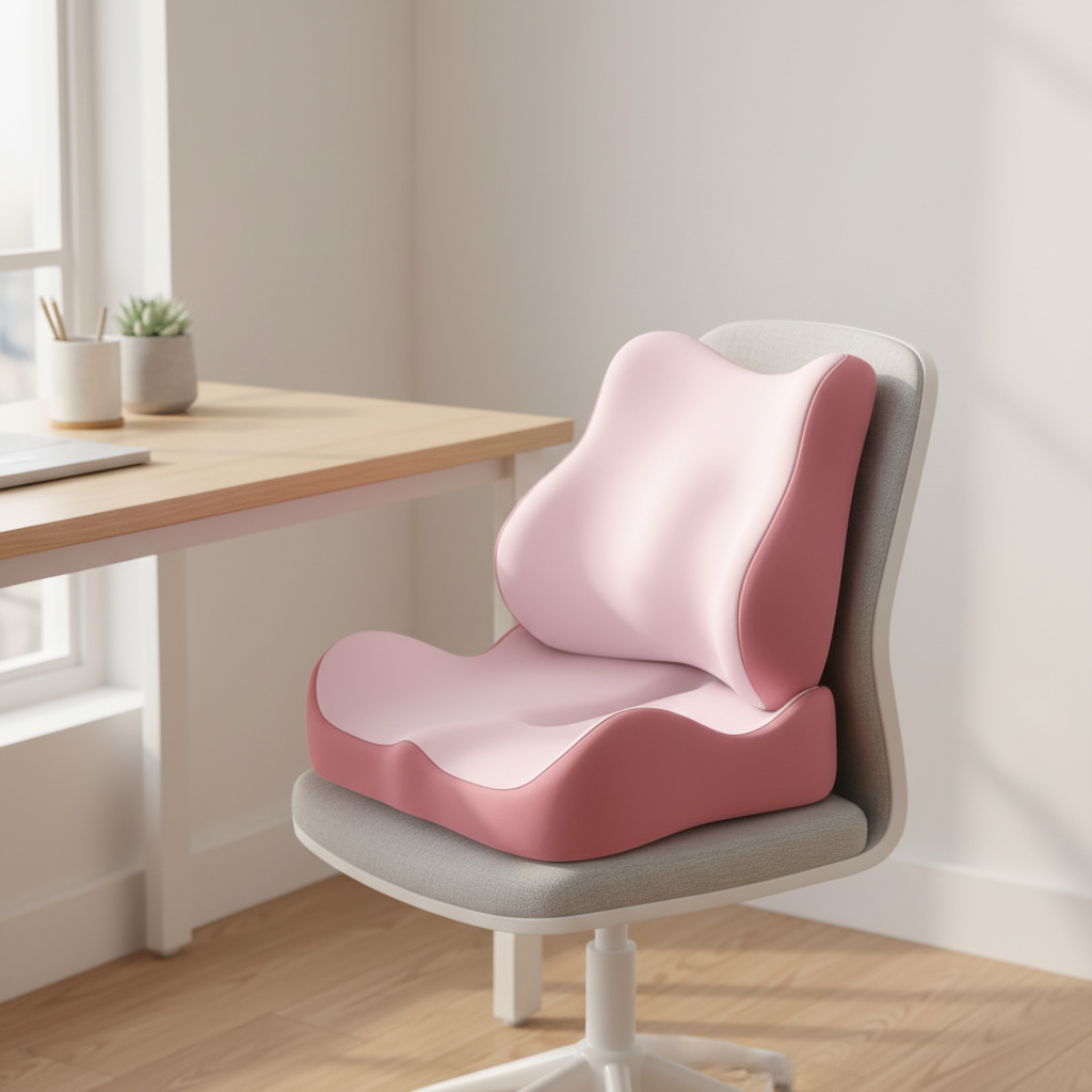 Tandem - Seat & Lumbar Cushion Set, blossom pink in a workspace