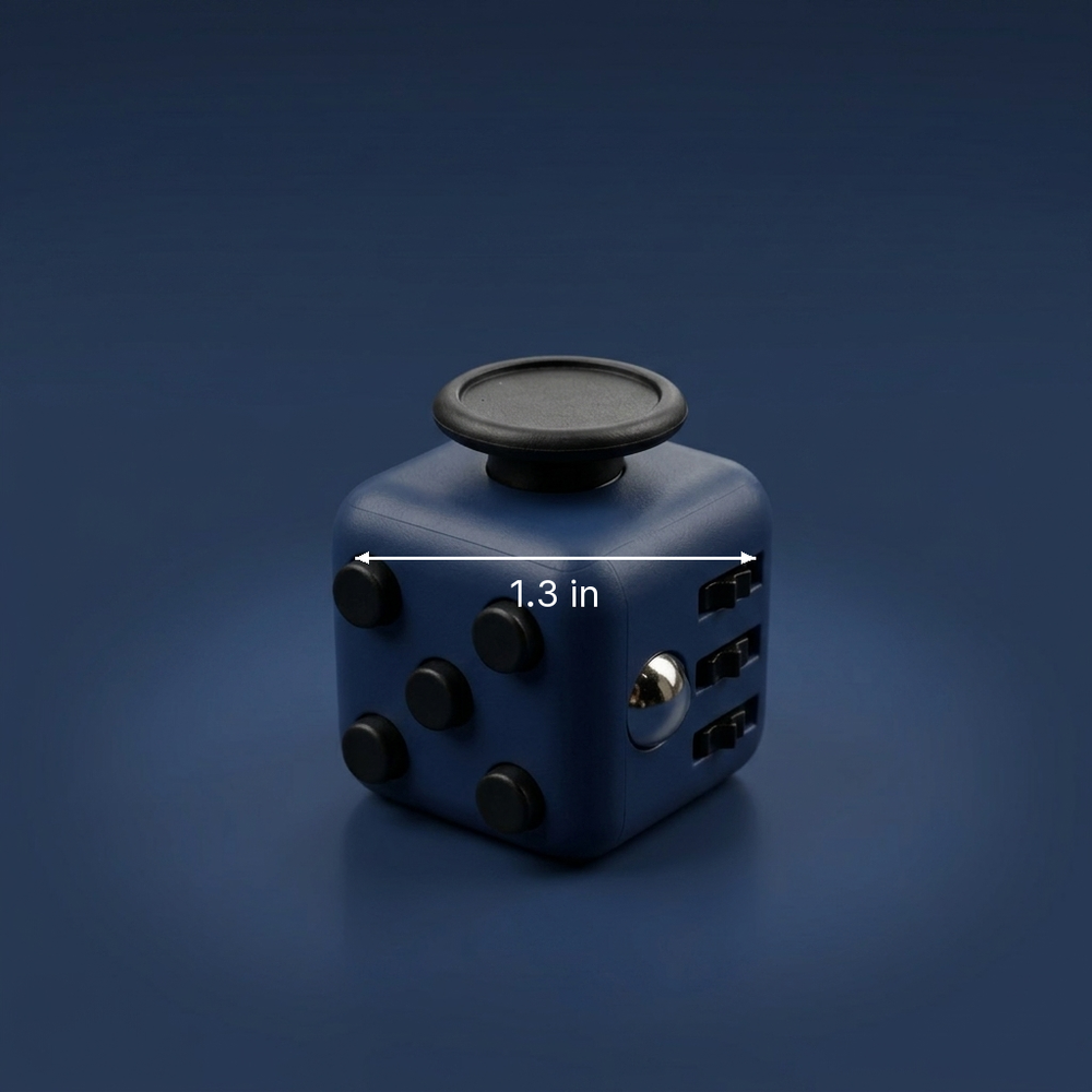 Tessera - Fidget Toy Dice - Desktop Stress Relief Cube dimension drawing
