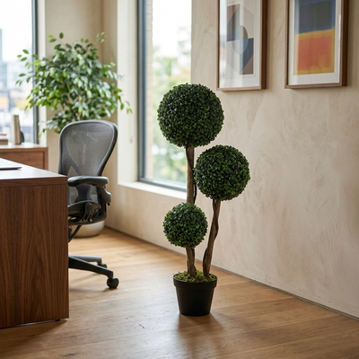Topiary - Three-Ball Boxwood Topiary Tree - Indoor/Outdoor Greenery