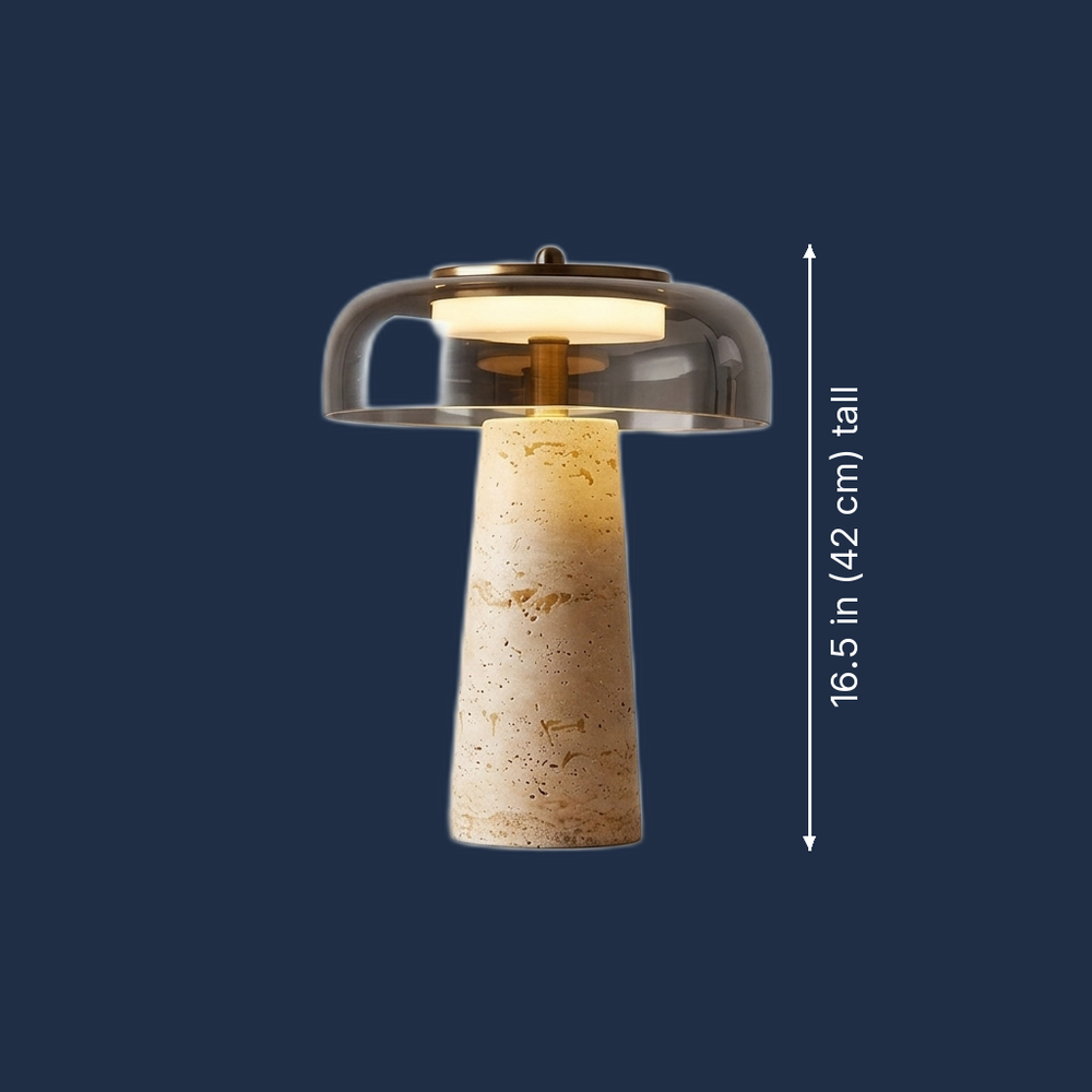 Travertine - Nordic Travertine Stone Desk Lamp - Sculptural LED with Three-Tone Dimming dimension drawing