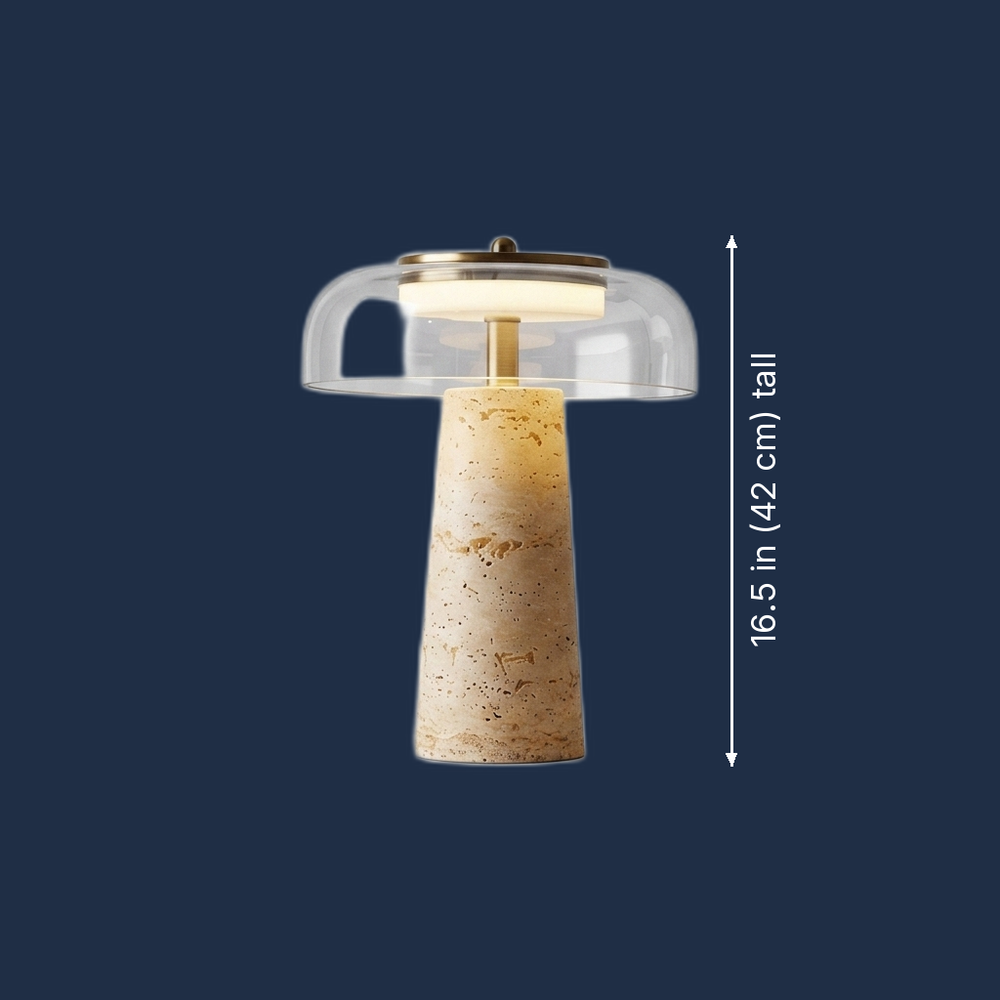 Travertine - Nordic Travertine Stone Desk Lamp - Sculptural LED with Three-Tone Dimming dimension drawing