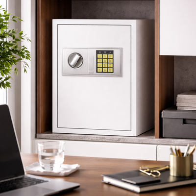Vault - Steel Safe Box - Home & Office Security Storage in white