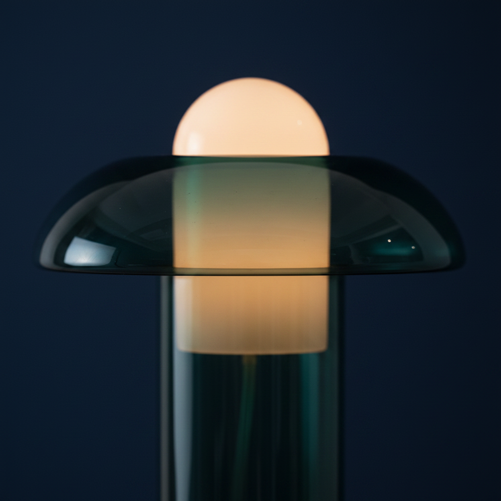 Verdi - Sculpted Green Glass Table Lamp, one size close up detail