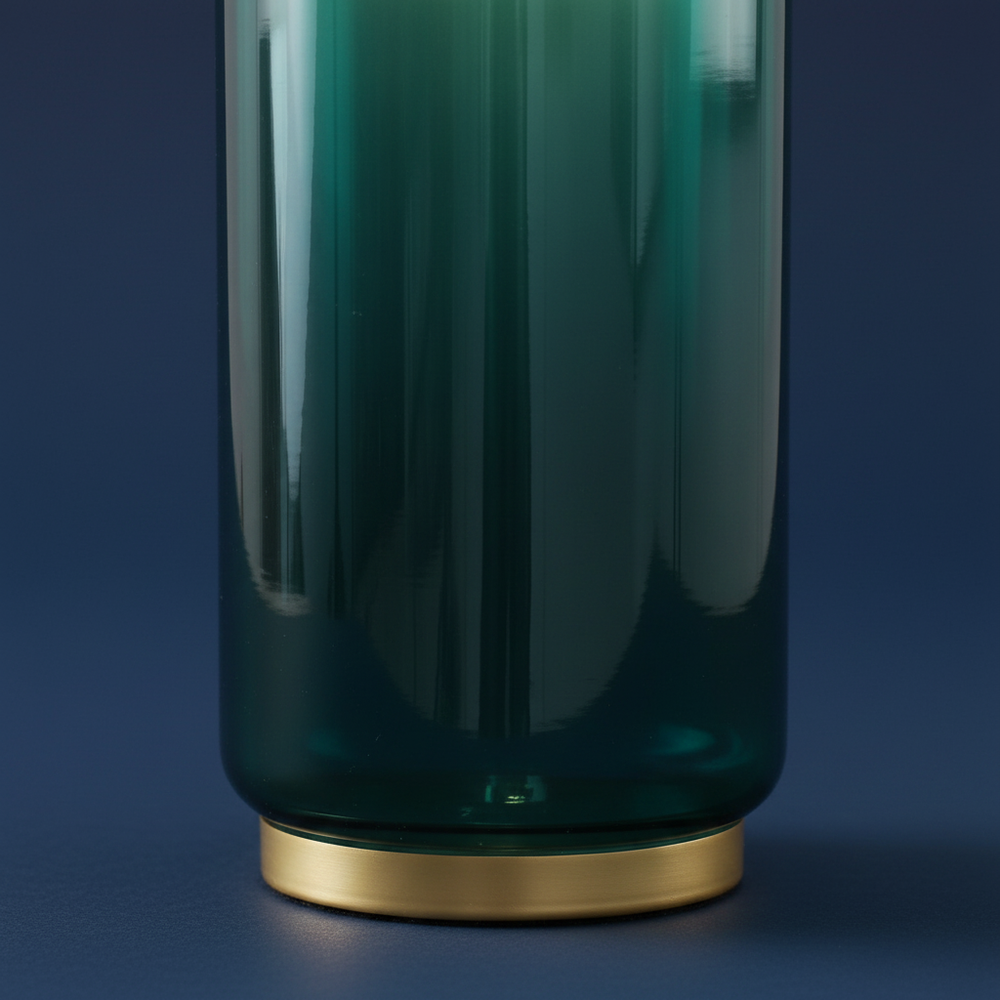 Verdi - Sculpted Green Glass Table Lamp, one size close up detail