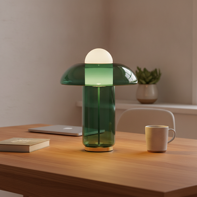 Verdi - Sculpted Green Glass Table Lamp