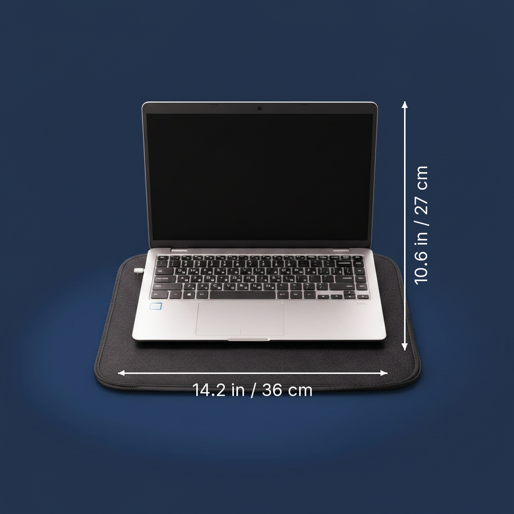 Visor - Foldable Privacy Laptop Sleeve & Sun Protector - Portable Workstation Case dimension drawing