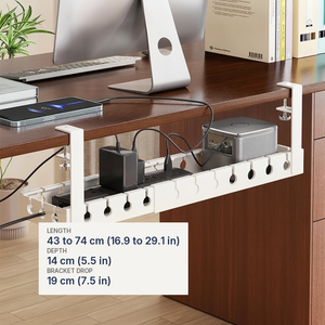 Trough - Under-Desk Cable Management Tray - No-Drill Clamp in white
