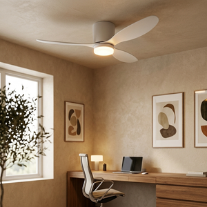 Zephyr - Low-Profile Flush-Mount Ceiling Fan with LED Light and Remote in brown